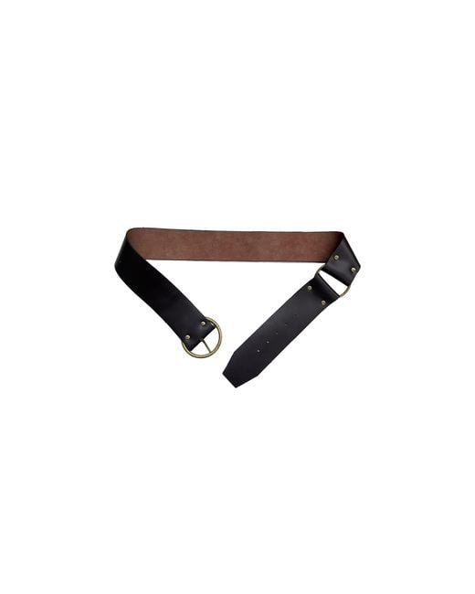 Anna Sui Black O- Ring Leather Belt- Dark