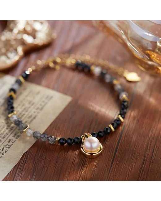 Angel Barocco White Natural Stone Bracelet With Pearl Pendant