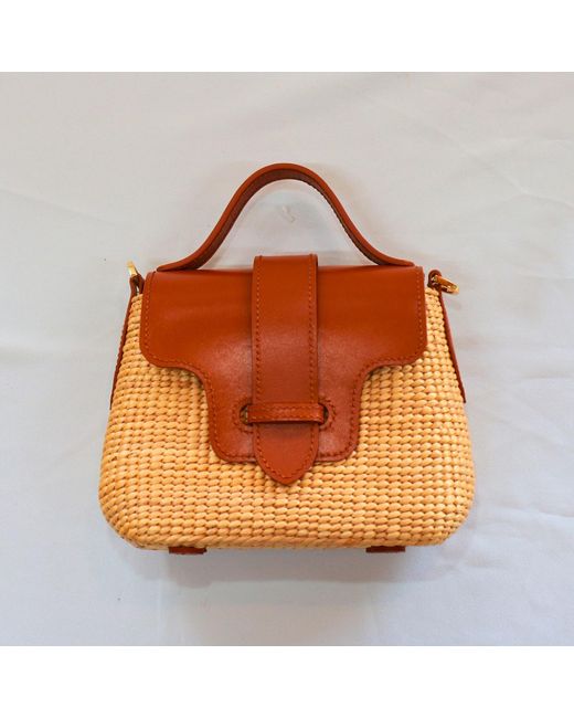 Silk and Bears Brown Handwoven Water Hyacinth Mini Crossbody Bag – Tan Leather Trim