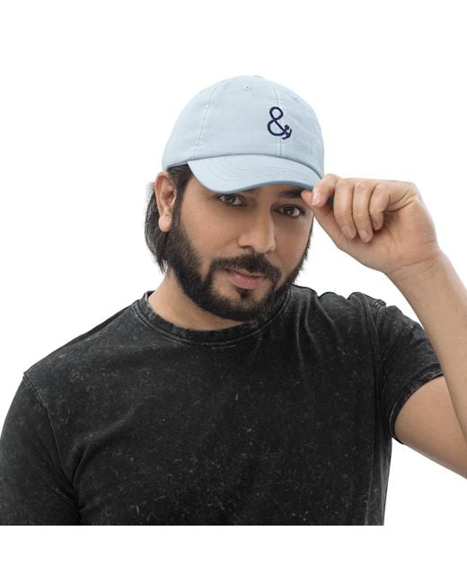Anchor and Crew Blue Pastel Ampersand Signature Embroidered Chino Cap for men