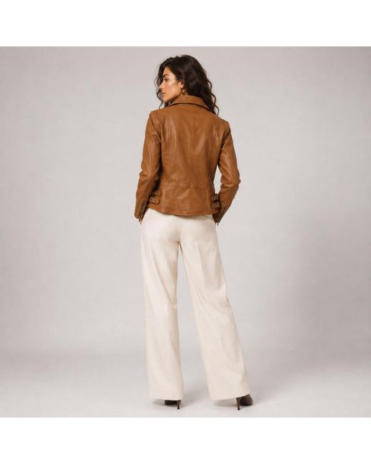Zasta Studio Brown Rusty Nail Biker Leather Jacket