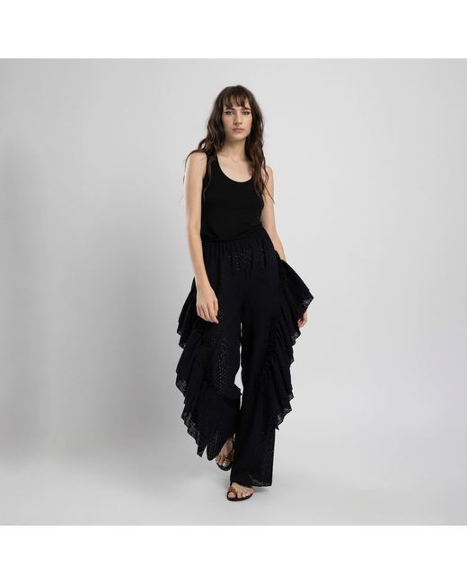 ARTISTA Black Drip Frill Pants