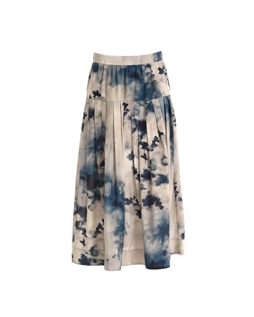 Lalipop Design Blue Ink Pleated Midi Skirt