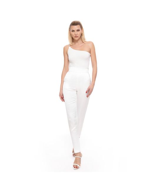 Nissa White One-Shoulder Bodysuit