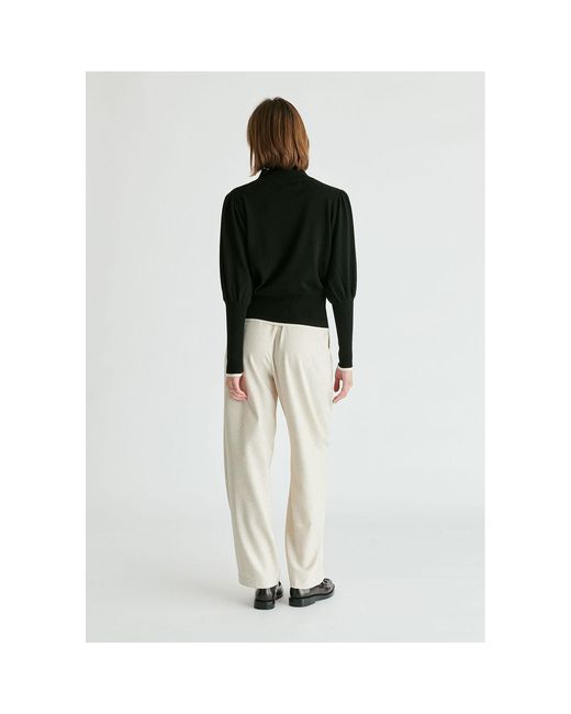 Paisie Natural Neutrals Belted Wide Leg Trousers With Box Pleats