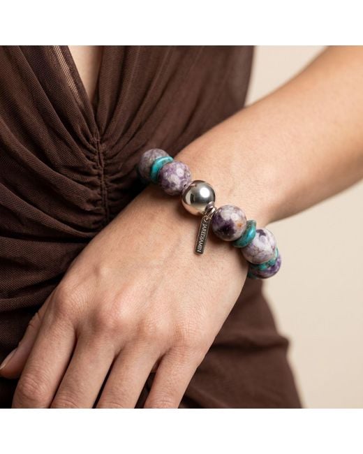 Jaredjamin Purple Paloma Amethyst & Howlite Chunky Stretch Bracelet
