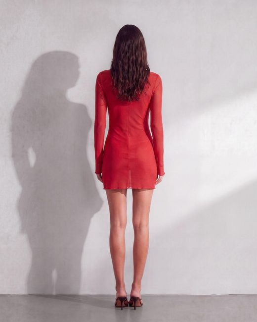 Alia Studio Red Améthyste Mini Mesh Dress