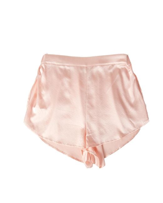 Soft Strokes Silk Pink Pure Mulberry Silk Petal Shorts, Mid-Waist, Silk Charmeuse