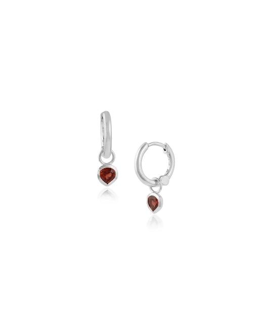 Moon London White Mani Garnet Heart Mini Hoops