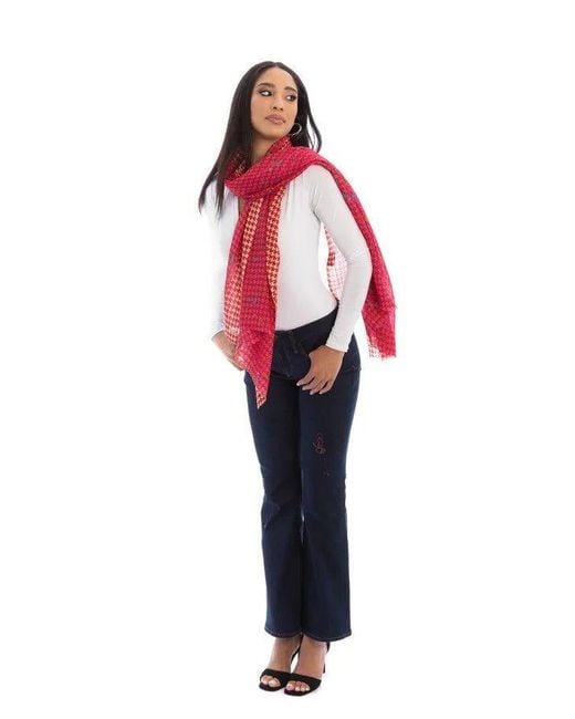 Saachi Red Fun Houndstooth Scarf