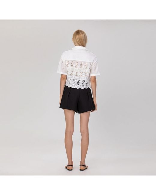 Smart and Joy Black Embroidered Crop Shirt
