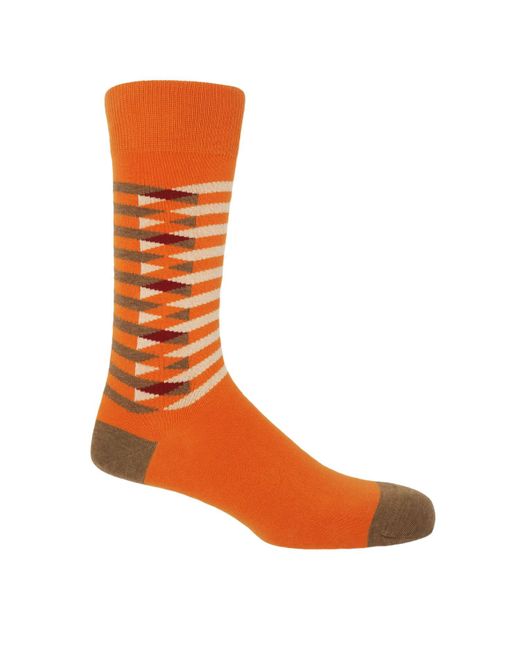 Peper Harow - Made in England Orange Symmetry Organic Socks for men