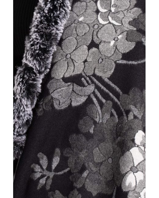Saachi Black Blooming Faux Fur Scarf