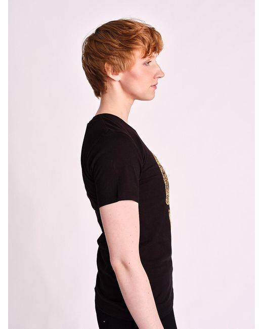 Any Old Iron Black Golden Shadow Skull Beaded T-Shirt