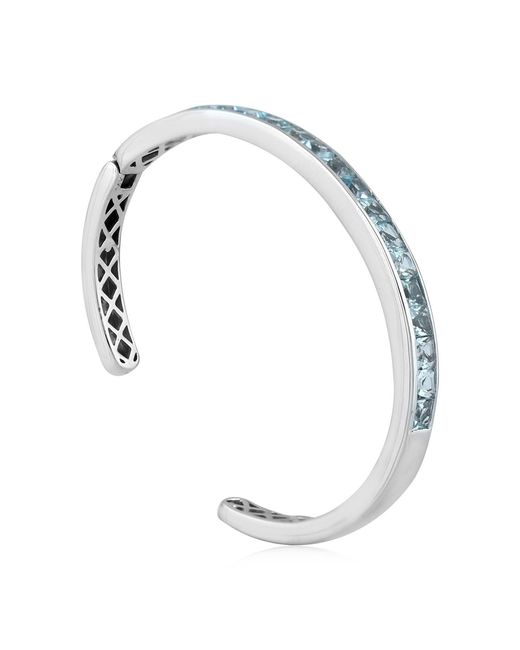 Artisan Blue Aquamarine Channel-Set Cuff Bracelet