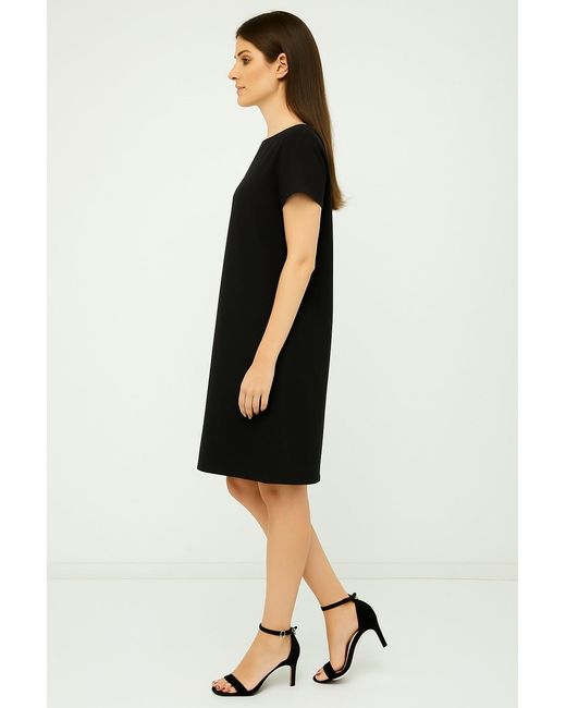 Conquista Black Sack Style Punto Di Roma Short Sleeve Dress