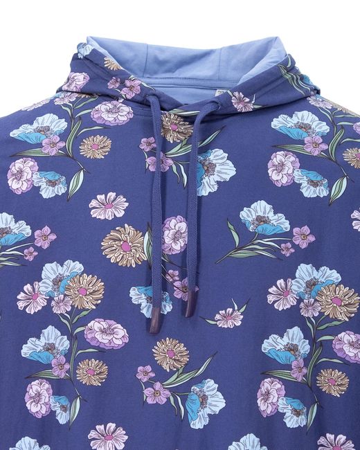 Lords of Harlech Blue Horatio Spaced Floral Printed Hoodie for men