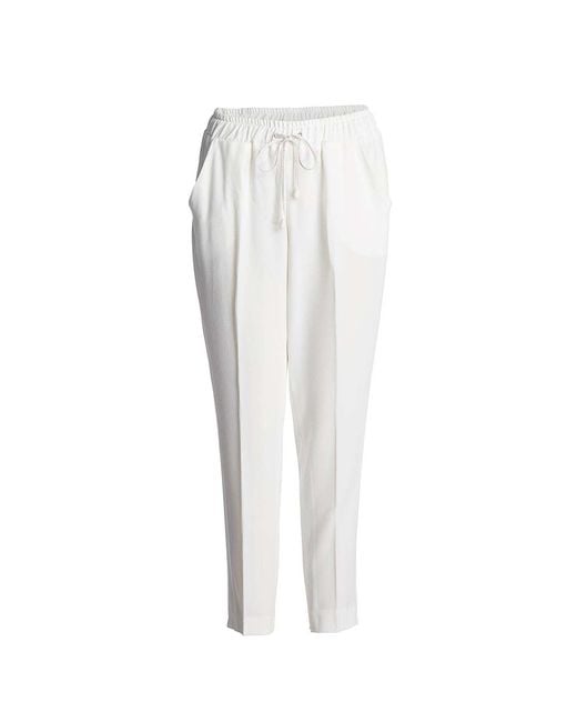 Conquista White Neutrals Ecru Crepe Pants By