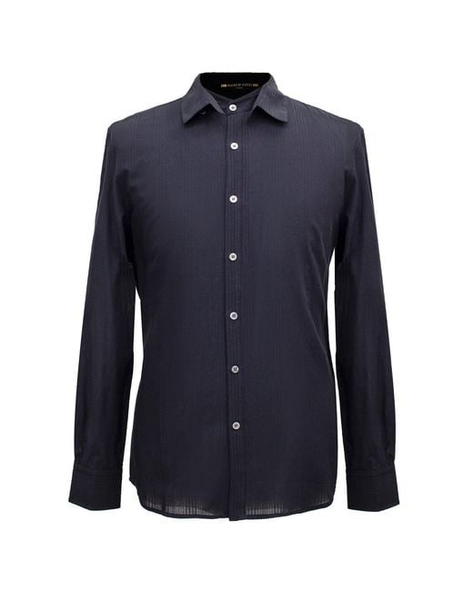 Smart and Joy Blue Long-Sleeved Shirt With Double And Removable Collar for men