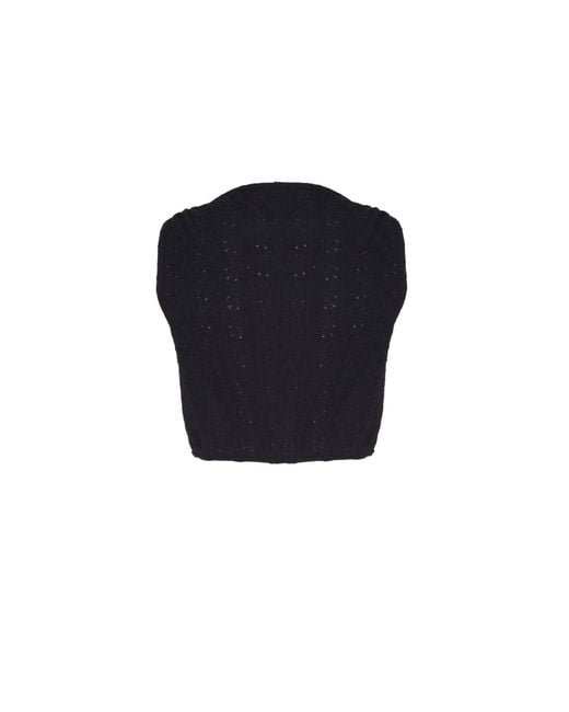 No'design Blue Myth Buckle Detail Crop Top