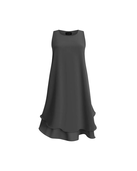 James Lakeland Gray Sleeveless Wave Hem Dress Charcoal