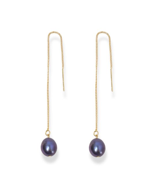 Ninemoo Blue Midnight Baroque Pearl Threader Earrings