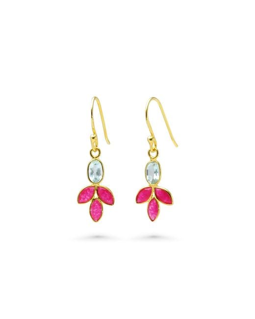 Isla Silver Pink Topaz & Quartz Drop Earrings