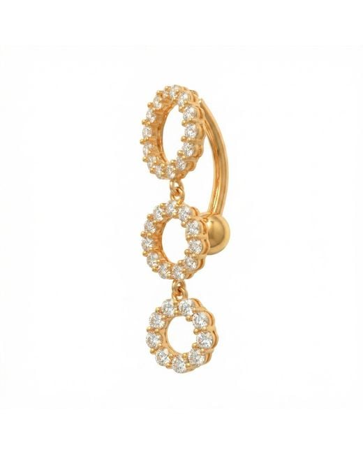 Zahav Jewelry Metallic 14K Solid 14G Cascading Dangle Belly Ring