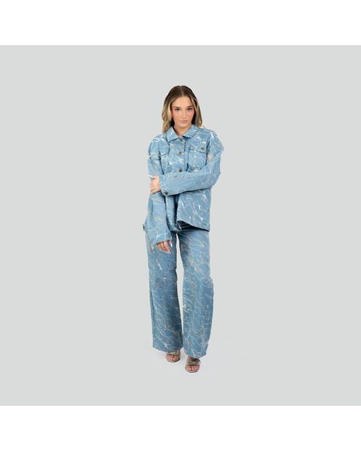 Maui X Lolita Blue Blair Transparent Marbled Denim Jacket