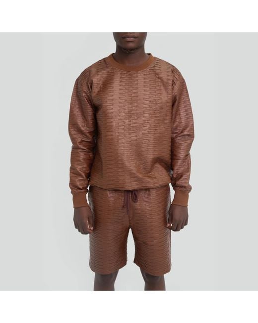 Maui X Lolita Brown Manley Vegan Leather Shorts Set for men