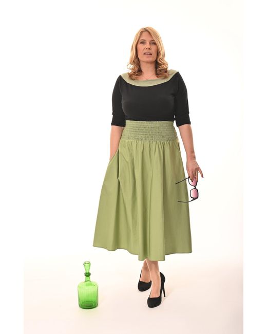 Frock Tales Green Orchid Midi Skirt With Pockets