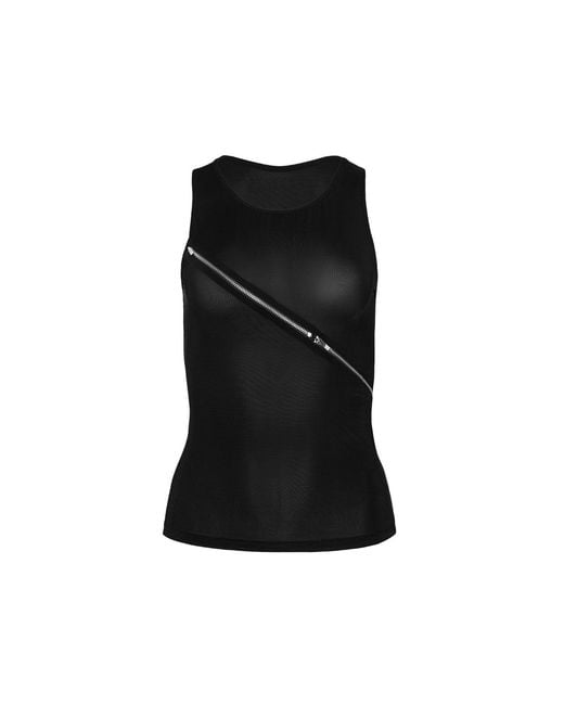 Lunatic Femme Black Zip Tease Sheer Zipper Tank