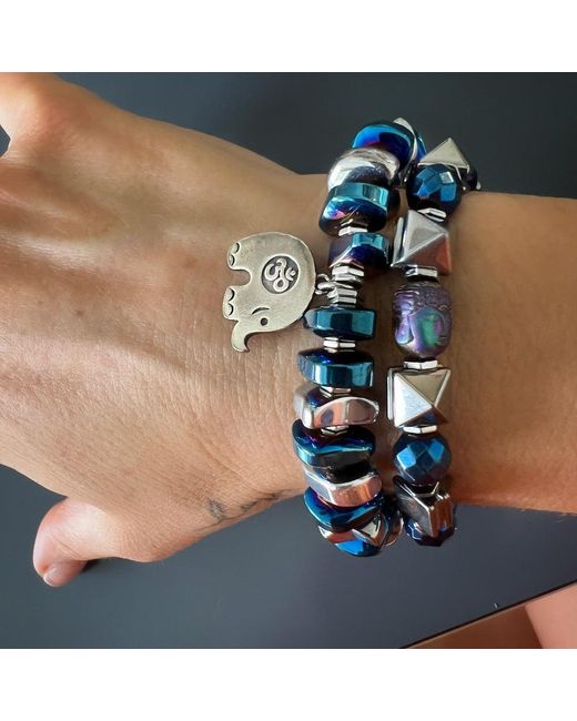 Ebru Jewelry Blue Energy Of Buddha Hematite Stone Beaded Bracelet
