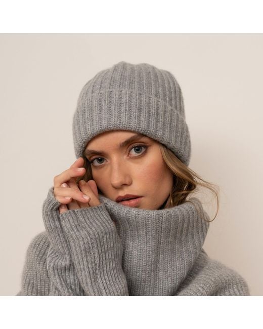 Bel Cashmere Gray Knitted Cashmere Hat