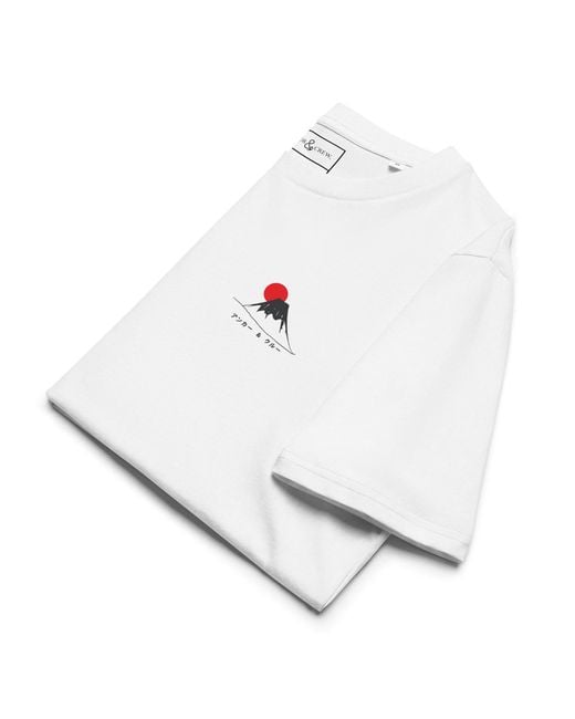 Anchor and Crew White Mount Fuji Landmark Organic Cotton T-Shirt for men