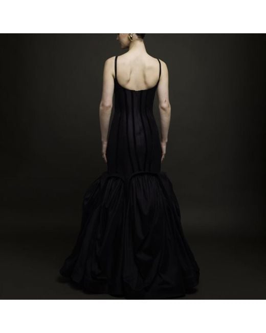Chuks Collins Black Blessing Silk & Velvet Corset Gown