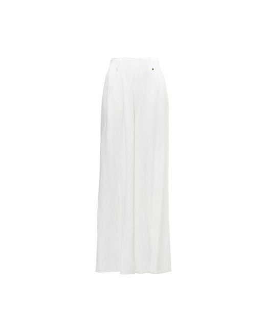 Nissa White Palazzo Viscose Pants