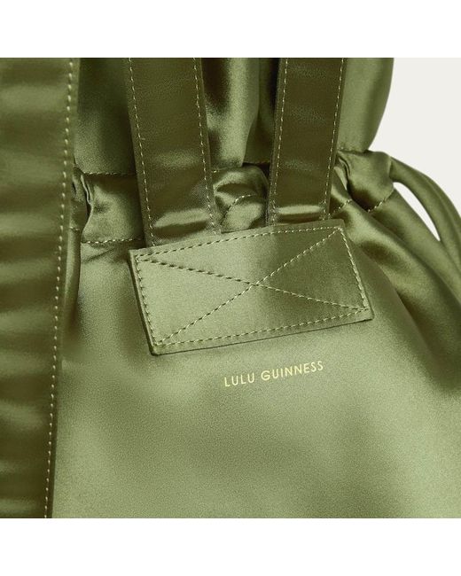 Lulu Guinness Green Khaki Satin Hand Backpack