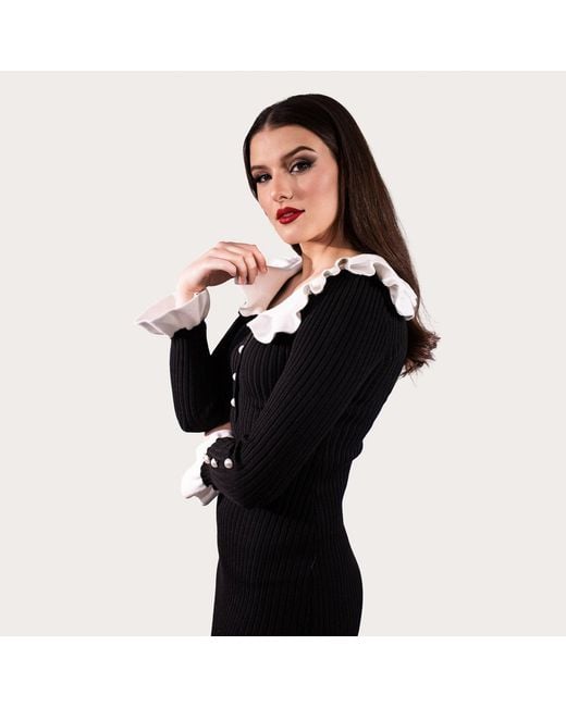 Chanel Joan Elkayam Black Ruffled Detailed Knitted Dress