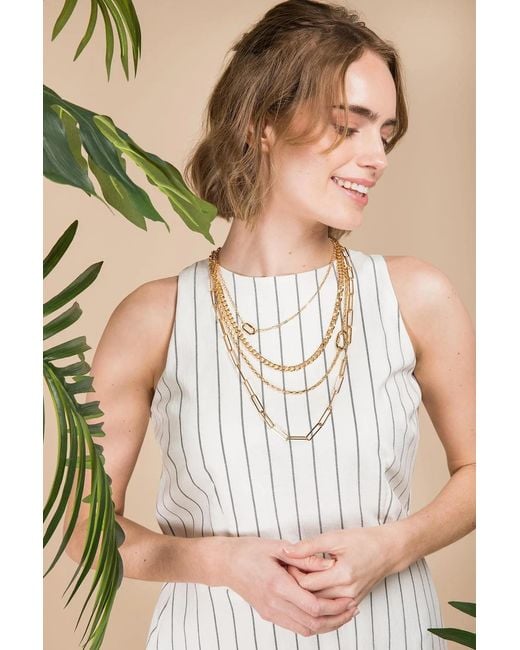 Saachi White Layered Chain Multi Necklace