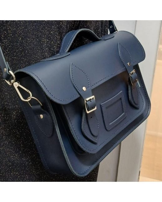 Zatchels Blue Handmade Leather Satchel 13 Inch