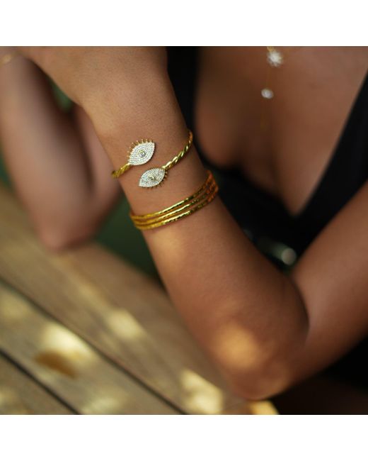 Ebru Jewelry Metallic Trio Minimalist Elegant Cuff Bracelet