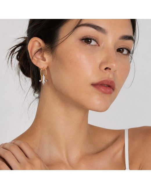 Kirei Metallic Clamp Pavé Hoop Earrings