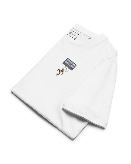 Anchor and Crew White Cassette Monkey Organic Cotton Embroidered T-Shirt