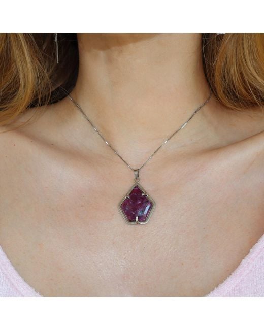 Mineralgems•Studio Purple Ruby Pendant With Sterling Chain