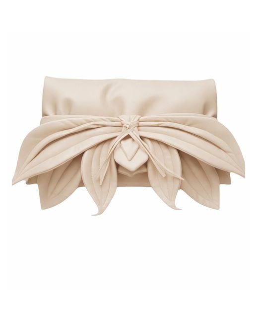 Julia Allert Natural Neutrals Petal Faux Leather Evening Clutch Bag