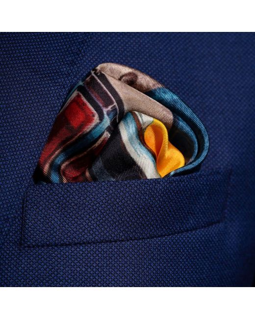 Otway & Orford Blue 'Muscle Car' Silk Pocket Square for men
