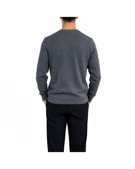 Nuvv Collection Gray V-Neck Merino Wool Sweater Italian Premium Yarn for men