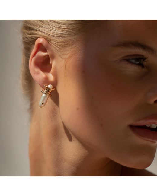 Arctic Fox & Co. Metallic Layla 18Ct-Plated Pearl Earrings