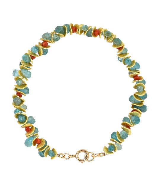 Lori Kaplan Design Green Aqua Apatite & Coral Signature Bracelet